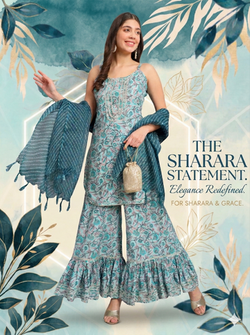 Printed Cotton Sharara Suits Gujari Jaipur 