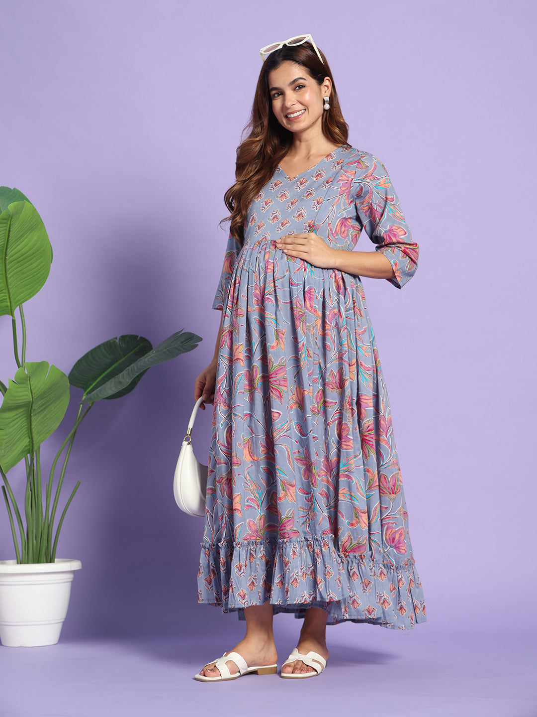 The Dusk & Bloom Maternity-to-Nursing Maxi Dress
