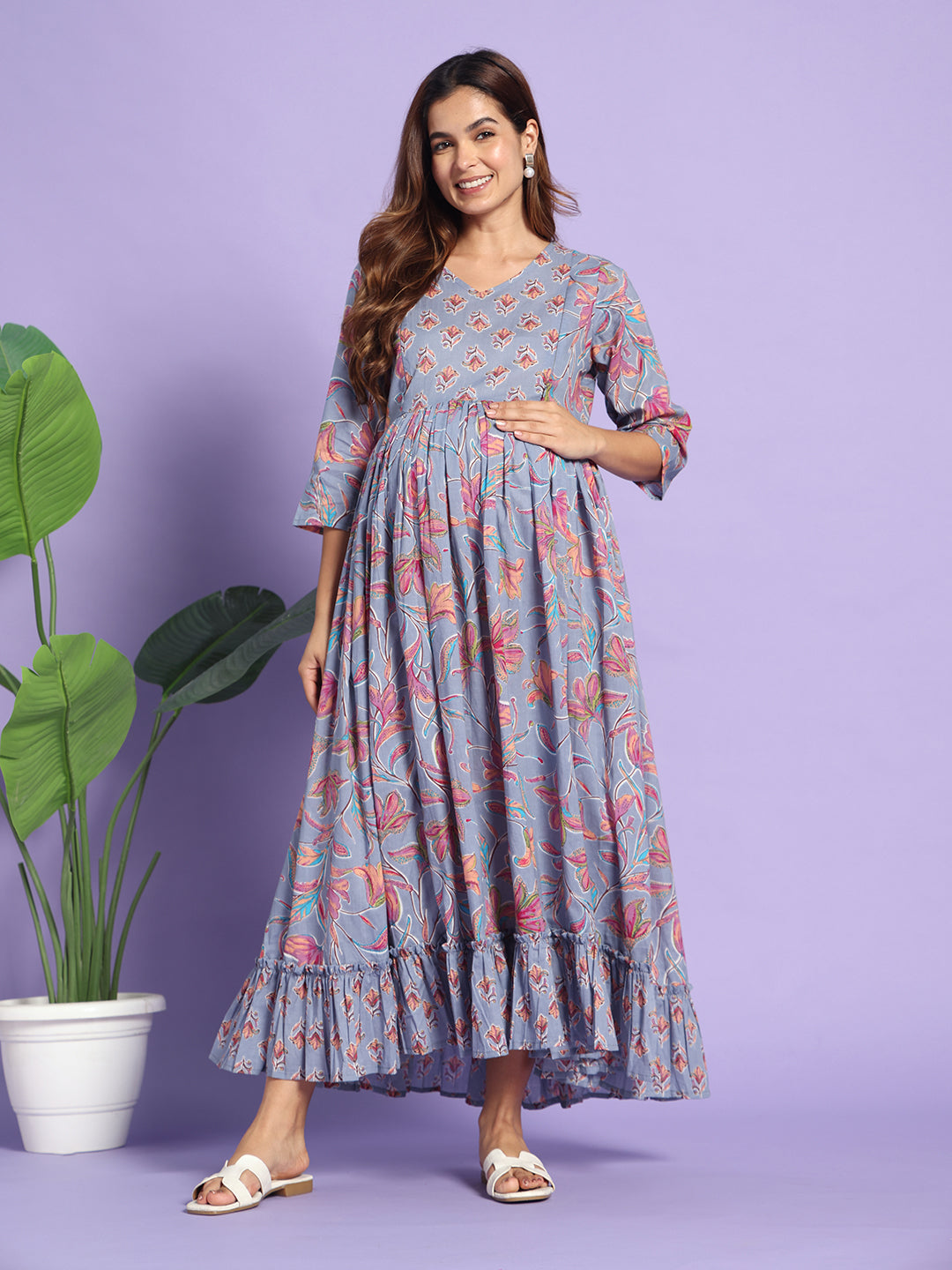 The Dusk & Bloom Maternity-to-Nursing Maxi Dress