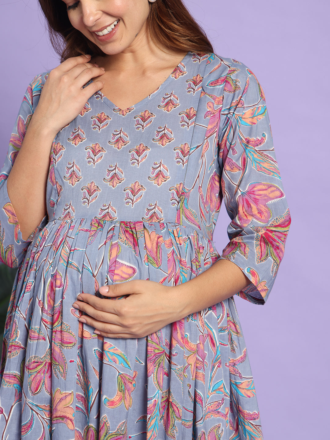 The Dusk & Bloom Maternity-to-Nursing Maxi Dress