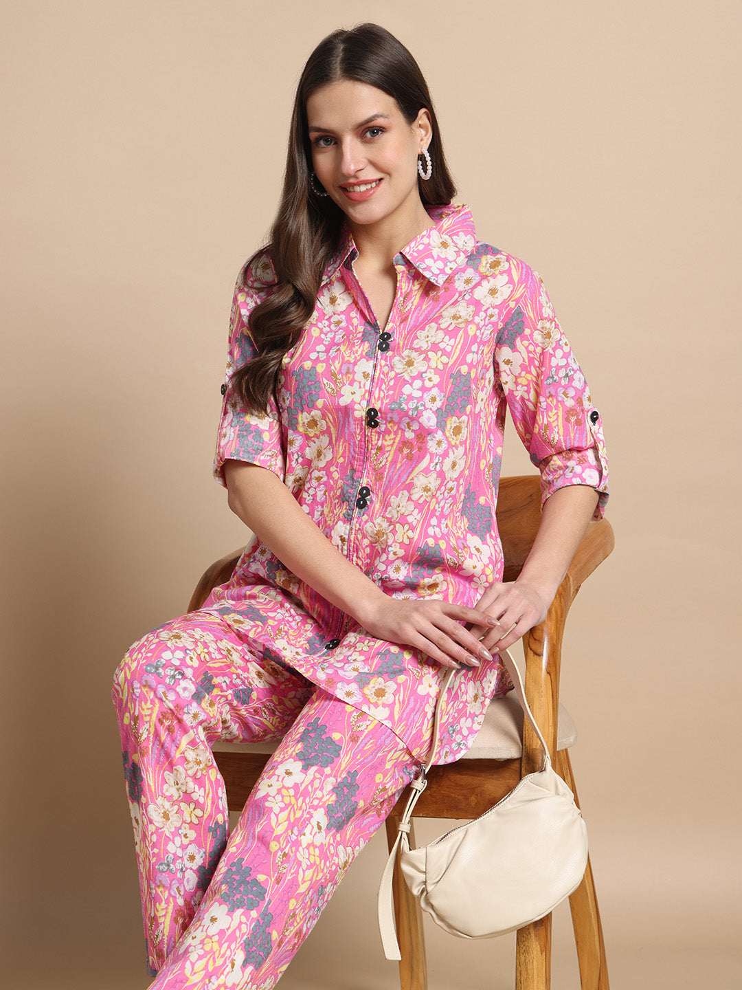 Women's Pink Floral Summer Co-ord Set